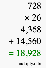 How to calculate 728 times 26 using long multiplication How to calculate 728 times 26 using long multiplication