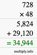 How to calculate 728 times 48 using long multiplication How to calculate 728 times 48 using long multiplication