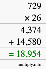 How to calculate 729 times 26 using long multiplication