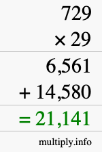 How to calculate 729 times 29 using long multiplication