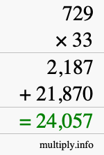 How to calculate 729 times 33 using long multiplication