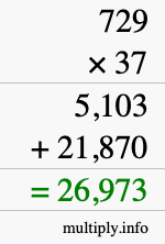 How to calculate 729 times 37 using long multiplication