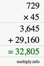 How to calculate 729 times 45 using long multiplication