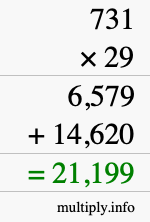 How to calculate 731 times 29 using long multiplication
