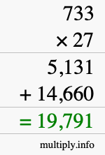 How to calculate 733 times 27 using long multiplication How to calculate 733 times 27 using long multiplication
