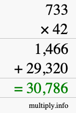 How to calculate 733 times 42 using long multiplication