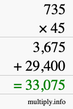 How to calculate 735 times 45 using long multiplication