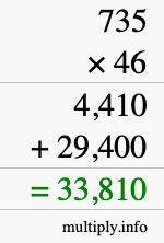 How to calculate 735 times 46 using long multiplication