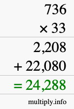 How to calculate 736 times 33 using long multiplication