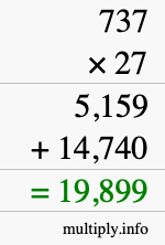 How to calculate 737 times 27 using long multiplication How to calculate 737 times 27 using long multiplication