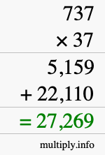 How to calculate 737 times 37 using long multiplication