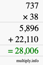 How to calculate 737 times 38 using long multiplication