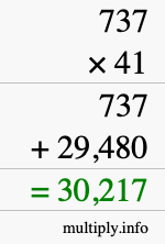 How to calculate 737 times 41 using long multiplication