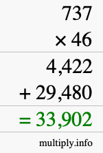 How to calculate 737 times 46 using long multiplication