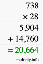 How to calculate 738 times 28 using long multiplication How to calculate 738 times 28 using long multiplication