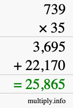 How to calculate 739 times 35 using long multiplication