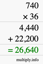 How to calculate 740 times 36 using long multiplication How to calculate 740 times 36 using long multiplication