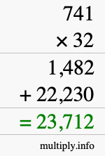 How to calculate 741 times 32 using long multiplication How to calculate 741 times 32 using long multiplication