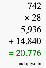 How to calculate 742 times 28 using long multiplication How to calculate 742 times 28 using long multiplication
