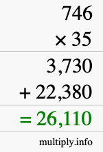 How to calculate 746 times 35 using long multiplication