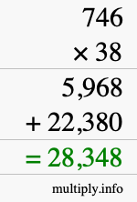 How to calculate 746 times 38 using long multiplication
