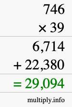 How to calculate 746 times 39 using long multiplication