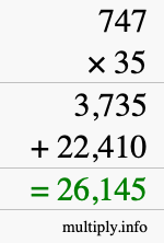 How to calculate 747 times 35 using long multiplication