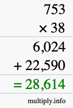 How to calculate 753 times 38 using long multiplication