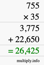 How to calculate 755 times 35 using long multiplication How to calculate 755 times 35 using long multiplication