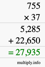 How to calculate 755 times 37 using long multiplication How to calculate 755 times 37 using long multiplication