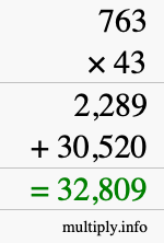 How to calculate 763 times 43 using long multiplication