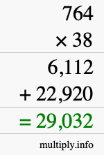 How to calculate 764 times 38 using long multiplication