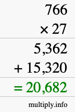 How to calculate 766 times 27 using long multiplication How to calculate 766 times 27 using long multiplication