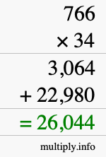 How to calculate 766 times 34 using long multiplication How to calculate 766 times 34 using long multiplication