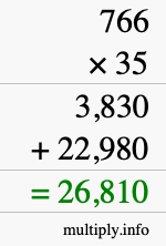 How to calculate 766 times 35 using long multiplication How to calculate 766 times 35 using long multiplication
