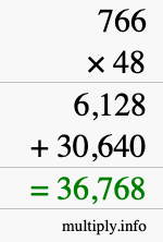 How to calculate 766 times 48 using long multiplication How to calculate 766 times 48 using long multiplication