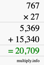 How to calculate 767 times 27 using long multiplication How to calculate 767 times 27 using long multiplication