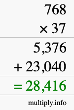 How to calculate 768 times 37 using long multiplication How to calculate 768 times 37 using long multiplication