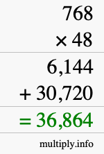 How to calculate 768 times 48 using long multiplication How to calculate 768 times 48 using long multiplication