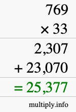 How to calculate 769 times 33 using long multiplication