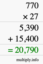 How to calculate 770 times 27 using long multiplication