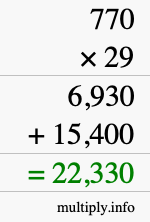 How to calculate 770 times 29 using long multiplication