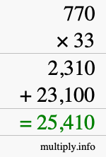 How to calculate 770 times 33 using long multiplication