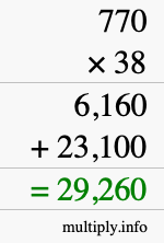 How to calculate 770 times 38 using long multiplication