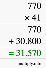 How to calculate 770 times 41 using long multiplication
