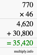 How to calculate 770 times 46 using long multiplication