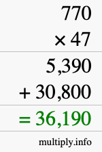 How to calculate 770 times 47 using long multiplication
