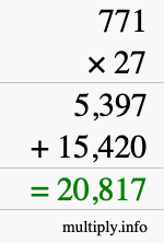 How to calculate 771 times 27 using long multiplication