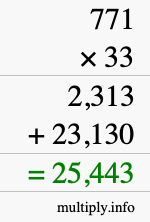 How to calculate 771 times 33 using long multiplication
