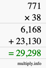 How to calculate 771 times 38 using long multiplication
